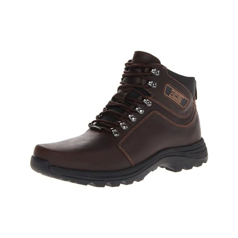NWT ROCKPORT Mens Brown Shock Elkhart Round Toe Wedge Leather Hiking Boots 11 M